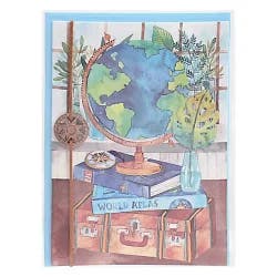 Papyrus Globe Blank Inside Thinking of You Card - Each