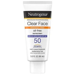 Neutrogena Clear Spf 50 Face Oil-Free Sunscreen - 3 Fl. Oz.