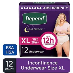 Depend Night Defense Adult Extra-Large Blush Absorbency Incontinence Underwear - 12 Count