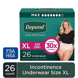 Depend Fresh Protection Adult Extra-Large Blush Absorbency Incontinence Underwear - 26 Count