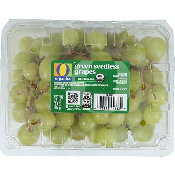 slide 1 of 1, O Organics Seedless Green Grapes - 2 Lb, 2 lb
