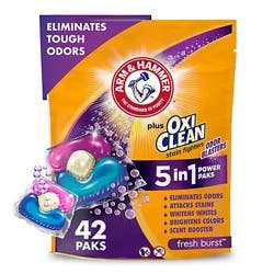 Arm & Hammer Plus Oxiclean With Odor Blasters Laundry Detergent 5 In 1 Power Paks - 42 Count