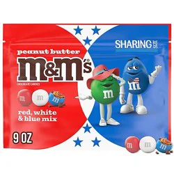 M&m's Peanut Butter Red, White & Blue Chocolate Candy - 9 Oz