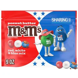 M&m's Peanut Butter Red, White & Blue Chocolate Candy - 9 Oz