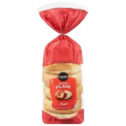 Signature Select Bagels Plain Sliced - 20 Oz