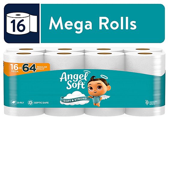 slide 1 of 6, Angel Soft Mega Roll Bath Tissue - 16 Count, 5120 ct