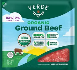 Verde Farms 93/7 Lean Grass Fed Free Range Ground Beef - 16 Oz