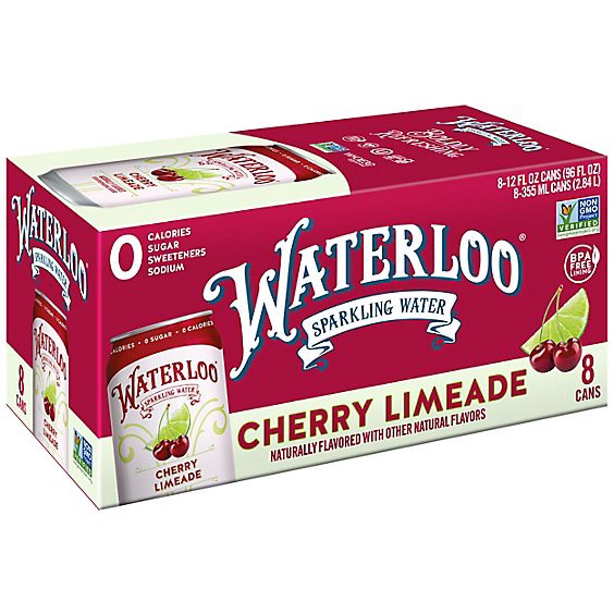 slide 1 of 5, Waterloo Cherry Limeade Sparkling Water - 8-12 Fz, 8 ct; 12 fl oz