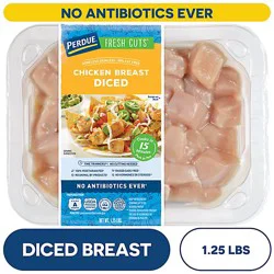 Perdue Fresh Cuts Fresh Pre Cut Diced Chicken Breast No Antibiotics Ever Traypack - 1.25 Lbs