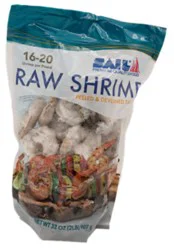 Raw Shrimp 16-20 Count Peeled & Deveined Tail On - 1 Lb