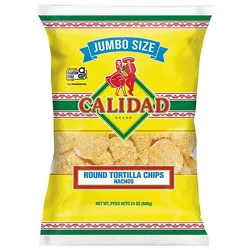 Calidad Round Yellow Corn Tortilla Chips Jumbo Size Bag - 24 Oz