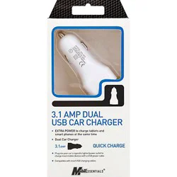 2-Port 3.1 Usb Car Charger White - Ea