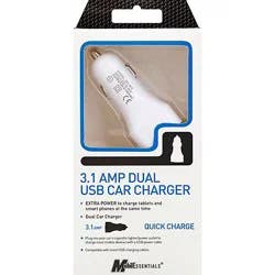 2-Port 3.1 Usb Car Charger White - Ea