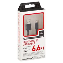 Mfi Lightning Charge Cable Sync 6.6ft Black - Ea