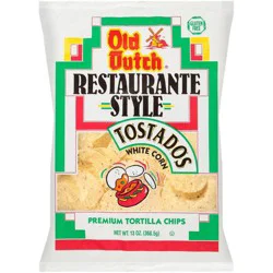 Old Dutch Restaurante Style White Corn Tostados Premium Tortilla Chips 13 oz Bag