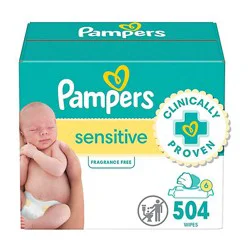 Pampers Baby Wipes Sensitive Perfume Free 7x Pop Top - 504 Ct
