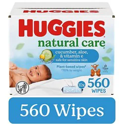 Huggies Natural Care Scented Cucumber Baby Wipes Flip-Top Packs 560 Wipes Total - 10 Count