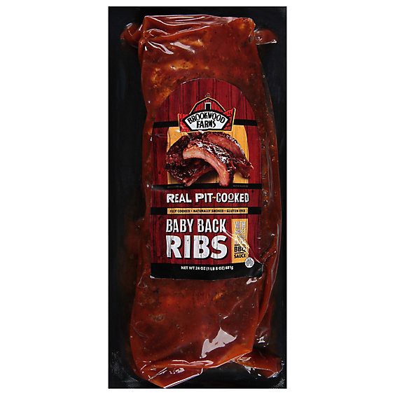 slide 1 of 1, Brookwood Farms Pork Bbq Back Loin Ribs - 24 Oz, 24 oz