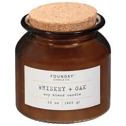 Foundry Jar Candle Whiskey Oak 15 Oz - 15 Oz