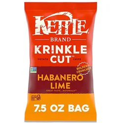 Kettle Brand Krinkle Cut Habanero Lime Kettle Potato Chips - 7.5 Oz