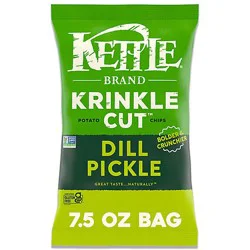 Kettle Brand Krinkle Cut Dill Pickle Kettle Potato Chips - 7.5 Oz