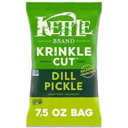 Kettle Brand Krinkle Cut Dill Pickle Kettle Potato Chips - 7.5 Oz