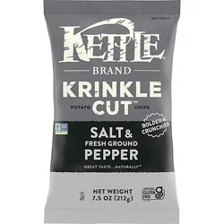 Kettle Brand Krinkle Cut Salt & Fresh Ground Pepper Kettle Potato Chips - 7.5 Oz