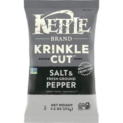 Kettle Brand Krinkle Cut Salt & Fresh Ground Pepper Kettle Potato Chips - 7.5 Oz