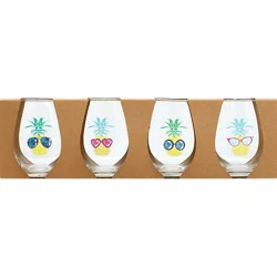 Signature Select Summer Stemless Wine Glass Pack 4 Count - Each