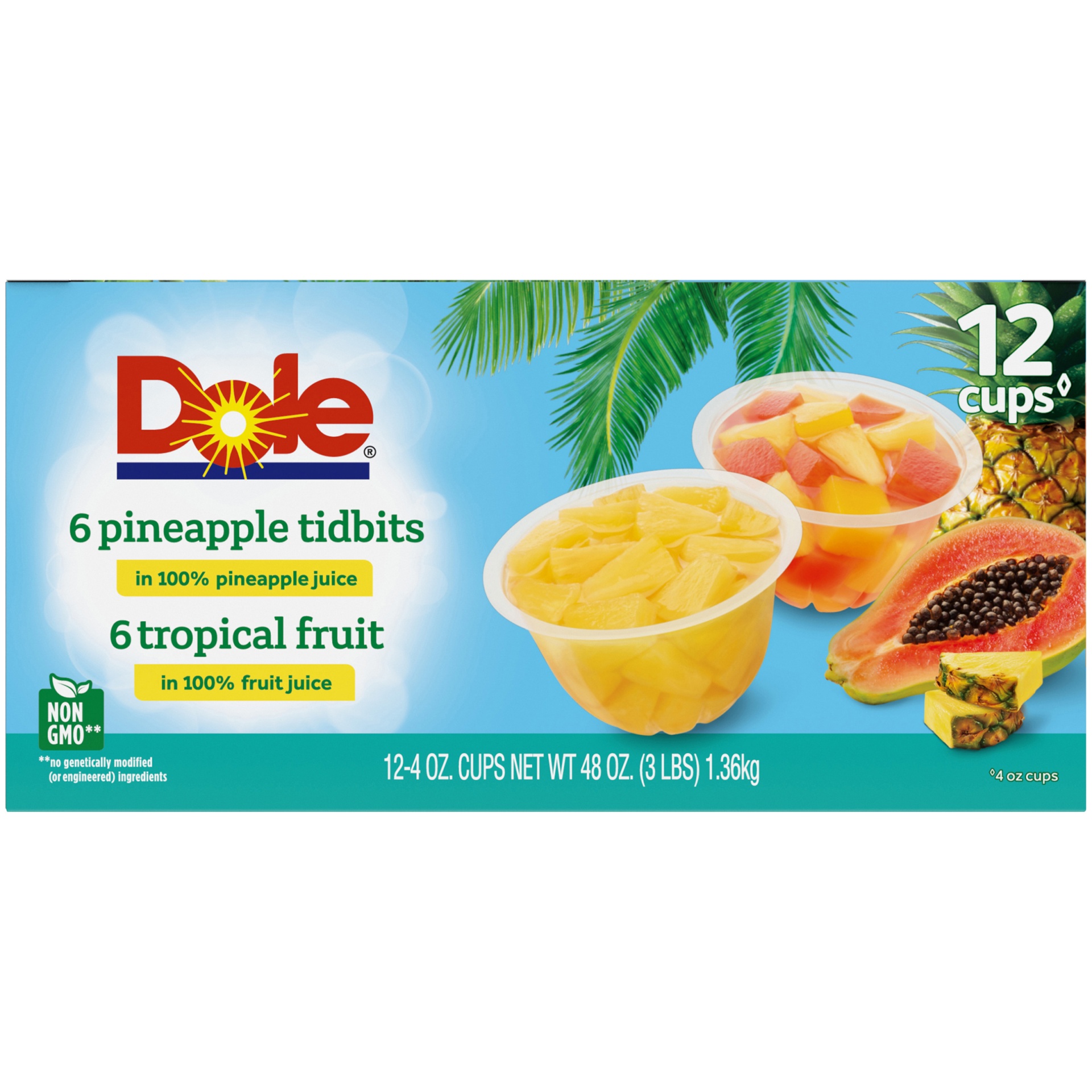 Dole Pineapple Tidbits and Tropical Fruit Cups 12 ct; 4 oz Shipt