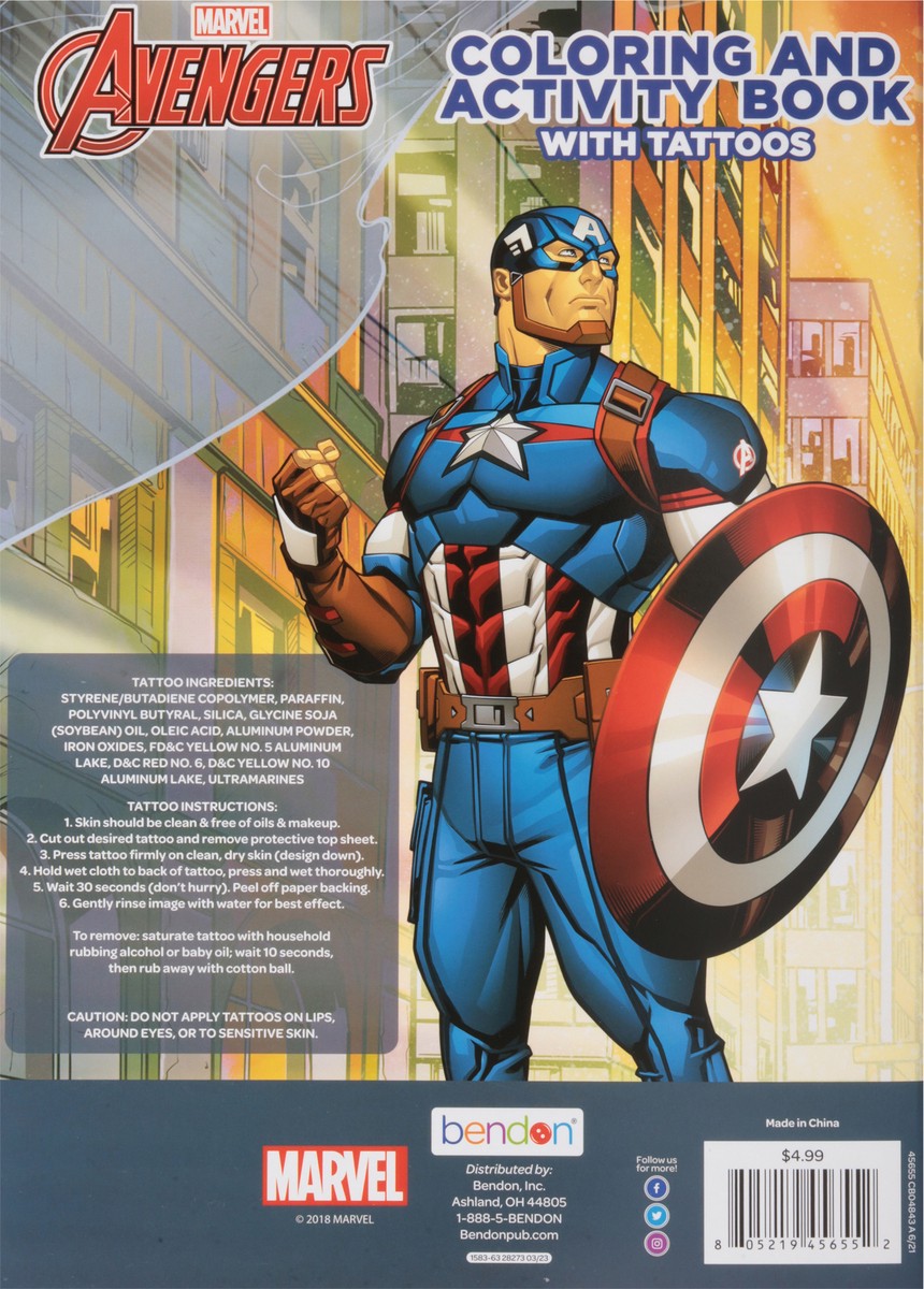 slide 6 of 11, Bendon Avengers Color Activity Book With Tattoos - Ea, 1 ct