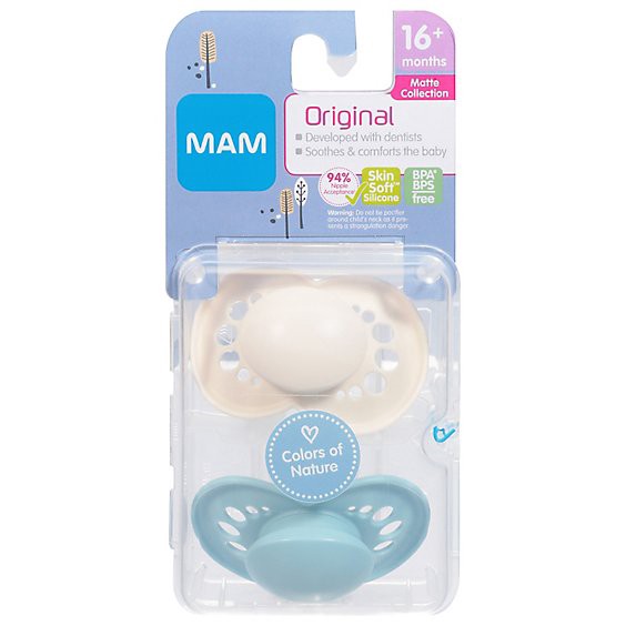 slide 1 of 1, Mam Matte Pacifiers 16 Months - 2 Ct, 2 ct