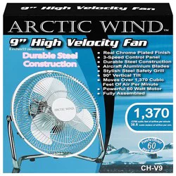 Comfort Air Suva 9in High Velo Fan Chrome -Each