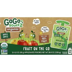 Gogo Squeeze Organic Applesauce - 12-3.2 Oz