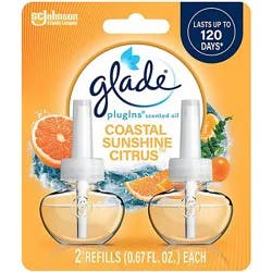 Glade Plugins Coastal Sunshine Citrus Scented Oil Air Freshener Refill - 2-0.67 Oz