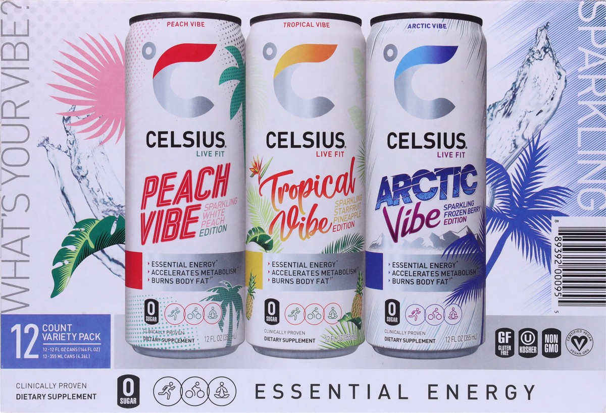 slide 7 of 11, Celsius Vibe Variety - 12-12 Fz, 12 ct; 12 fl oz