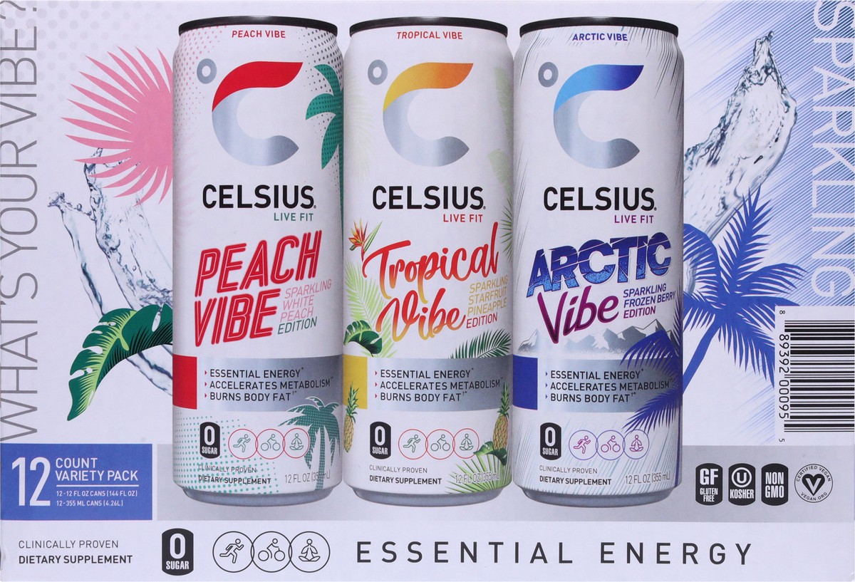 slide 10 of 11, Celsius Vibe Variety - 12-12 Fz, 12 ct; 12 fl oz