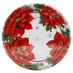 Signature Select Snowy Poinsettia Dinner Plates 8 Count - Each
