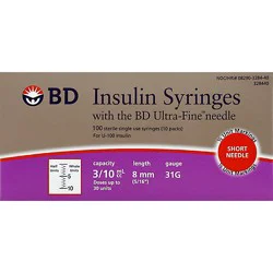 Bd Uf Ii 0.3cc Syringe Half Units - 100 Ct