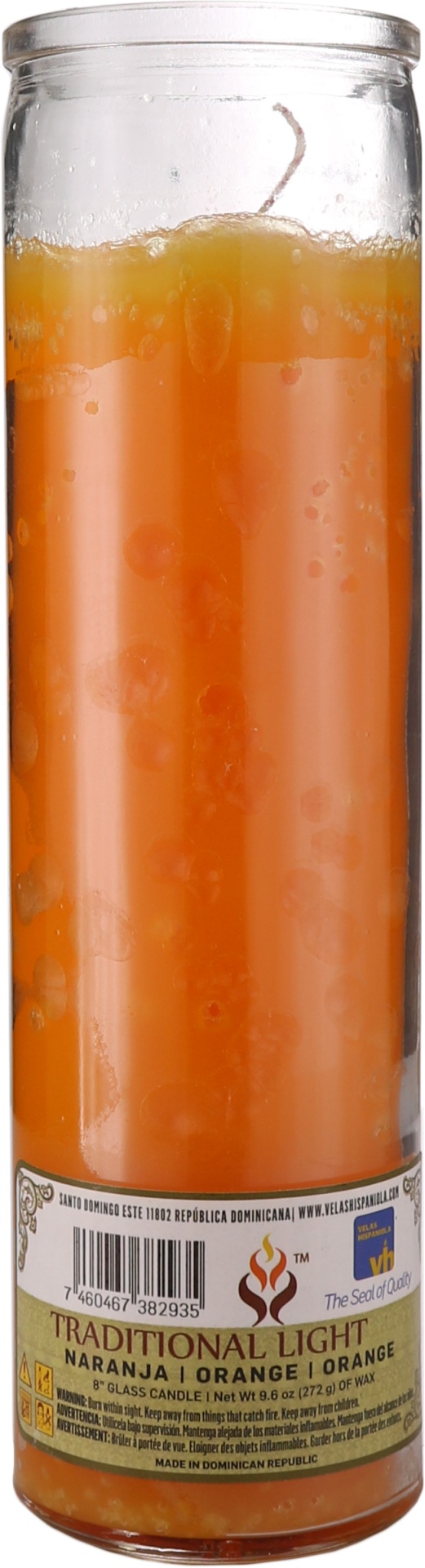 slide 1 of 1, Traditional Light Clear Candle 8"orange, 1 ct