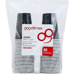 Goodtimes Jumbo Drink Cups Black 50 Count - 16 Oz