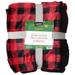 Signature Select Plaid Sherpa Throw Velvet - Each