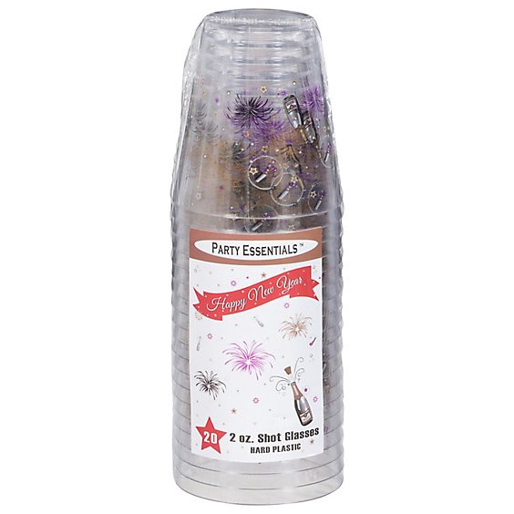 slide 1 of 1, Party Essentials Happy New Year 2 Oz Plastic Shot Glasses - 20 Count, 20 ct