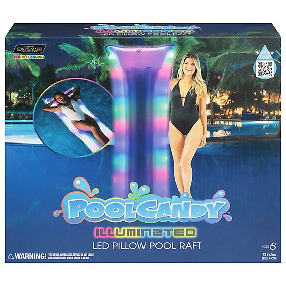 slide 1 of 1, Poolcandy Illuminated Led Pillow Pool Raft - Each, 1 ct