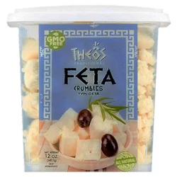 Theos Traditional Feta Cheese Crumbles - 12 Oz