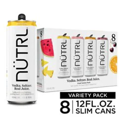 Nutrl Real Juice Gluten Free Vodka Hard Seltzer Variety Pack In Slim Cans - 8-2 Fl. Oz.
