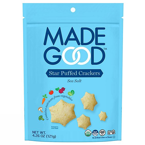 slide 1 of 3, Made Good Organic Sea Salt Star Puffed Crackers - 4.26 Oz, 4.26 oz