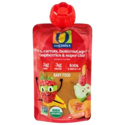 O Organics Baby Food Pears Carrots Butternut Squash Raspberries Chia Pouch - 4 Oz