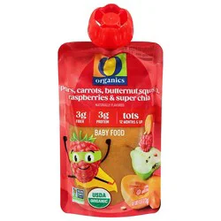 O Organics Baby Food Pears Carrots Butternut Squash Raspberries Chia Pouch - 4 Oz