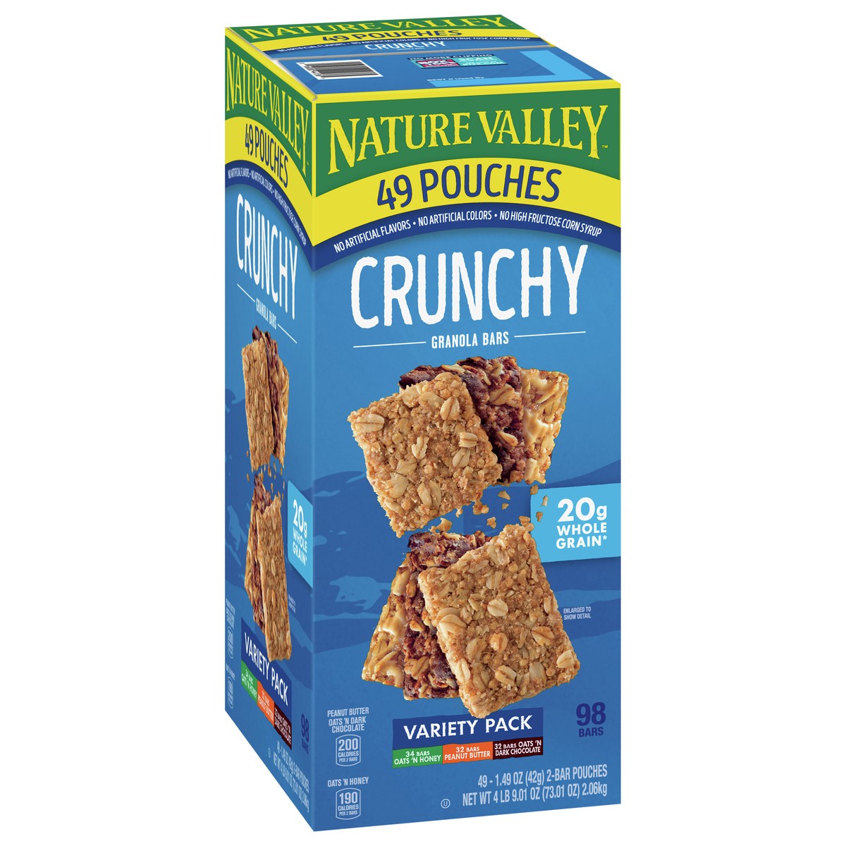 slide 2 of 14, Nature Valley Crunchy Granola Bars Variety Pack, 98 Bars, 73.01 oz (49 Pouches), 49 ct